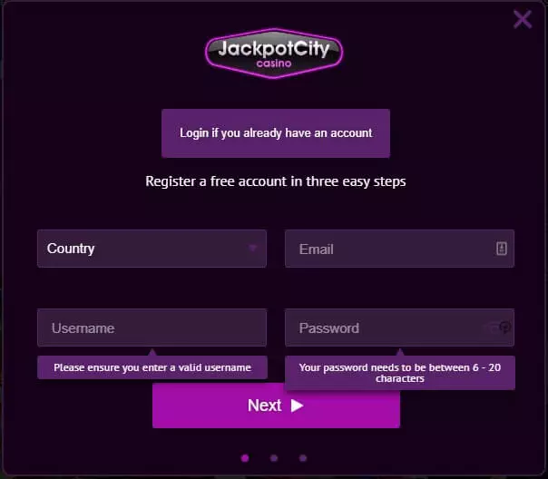 jackpot city sign up